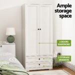 Artiss Wardrobe Clothes Closet Storage Organizer with 2 Doors White - Image 5