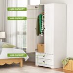Artiss Wardrobe Clothes Closet Storage Organizer with 2 Doors White - Image 6