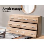 Artiss 6 Chest of Drawers - VEDA Pine - Image 6