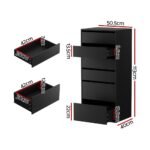 Artiss 6 Chest of Drawers Dresser Tallboy Black - Image 3