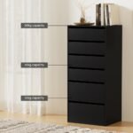 Artiss 6 Chest of Drawers Dresser Tallboy Black - Image 6