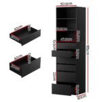 Artiss 6 Chest of Drawers Tallboy Cabinet Black - Image 3