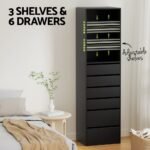 Artiss 6 Chest of Drawers Tallboy Cabinet Black - Image 5