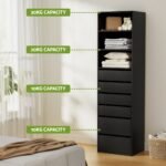 Artiss 6 Chest of Drawers Tallboy Cabinet Black - Image 6