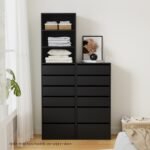 Artiss 6 Chest of Drawers Tallboy Cabinet Black - Image 7