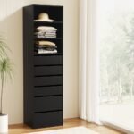 Artiss 6 Chest of Drawers Tallboy Cabinet Black - Image 8