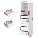 Artiss 6 Chest of Drawers Tallboy Cabinet White - Image 3