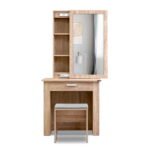 Artiss Dressing Table Stool Set Sliding Mirror Oak Demi - Image 3