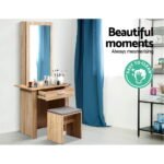 Artiss Dressing Table Stool Set Sliding Mirror Oak Demi - Image 8