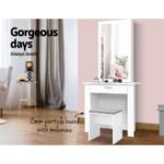 Artiss Dressing Table Stool Set Sliding Mirror White Demi - Image 5