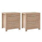 Artiss 2x Bedside Table 2 Drawers - MAXI Pine