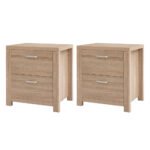 Artiss 2x Bedside Table 2 Drawers - MAXI Pine - Image 3