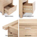 Artiss 2x Bedside Table 2 Drawers - MAXI Pine - Image 4