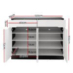 Artiss Shoe Rack Cabinet Storage 120cm w/ Drawer - White Lydia - Image 4