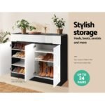 Artiss Shoe Rack Cabinet Storage 120cm w/ Drawer - White Lydia - Image 6