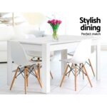 Artiss Dining Table Rectangular 4 Seater 120CM White Natu - Image 3