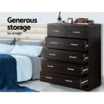 Artiss 6 Chest of Drawers - ANDES Walnut - Image 6