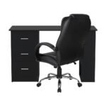 Artiss Computer Desk 120cm Executive Office Chair Set PU Leather High Back Black - Image 3