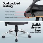 Artiss Computer Desk 120cm Executive Office Chair Set PU Leather High Back Black - Image 6