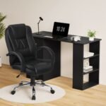 Artiss Computer Desk 120cm Executive Office Chair Set PU Leather High Back Black - Image 7