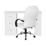 Artiss Computer Desk 120cm Executive Office Chair Set PU Leather High Back White - Image 3