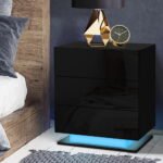 Artiss Bedside Table LED 3 Drawers - MORI Black - Image 7