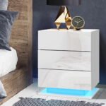 Artiss Bedside Table LED 3 Drawers - MORI White - Image 7
