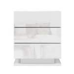 Artiss Bedside Table LED 3 Drawers - MORI White - Image 3