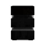 Artiss Bedside Table LED 3 Drawers - LUMI Black - Image 3