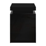 Artiss Bedside Table LED 3 Drawers - COLEY Black - Image 3