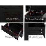 Artiss Bedside Table LED 3 Drawers - COLEY Black - Image 6