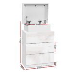 Artiss Bedside Table LED 3 Drawers - COLEY White - Image 2