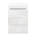 Artiss Bedside Table LED 3 Drawers - COLEY White - Image 3