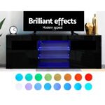 Artiss Entertainment Unit TV Cabinet LED 160cm Black Bobi - Image 5