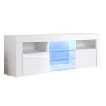 Artiss Entertainment Unit TV Cabinet LED 160cm White Bobi - Image 3