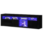 Artiss Entertainment Unit TV Cabinet LED 180cm Black Bobi - Image 3