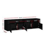 Artiss Entertainment Unit TV Cabinet LED 180cm Black Bobi - Image 4