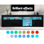 Artiss Entertainment Unit TV Cabinet LED 180cm Black Bobi - Image 5