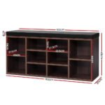 Artiss Shoe Rack Cabinet Bench 10 Cubes - Walnut - Image 2