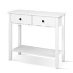 Artiss Console Table 2 Drawers 80CM White Chole - Image 3