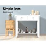 Artiss Console Table 2 Drawers 80CM White Chole - Image 5