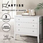 Artiss 3 Chest of Drawers - BRITTANY White - Image 5
