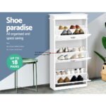 Artiss Shoe Rack Cabinet 18 Pairs 3-tier White Sena - Image 6
