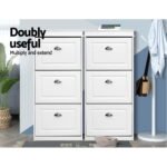 Artiss Shoe Rack Cabinet 18 Pairs 3-tier White Sena - Image 8