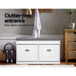 Artiss Shoe Rack Cabinet Bench 8 Pairs White - Image 3