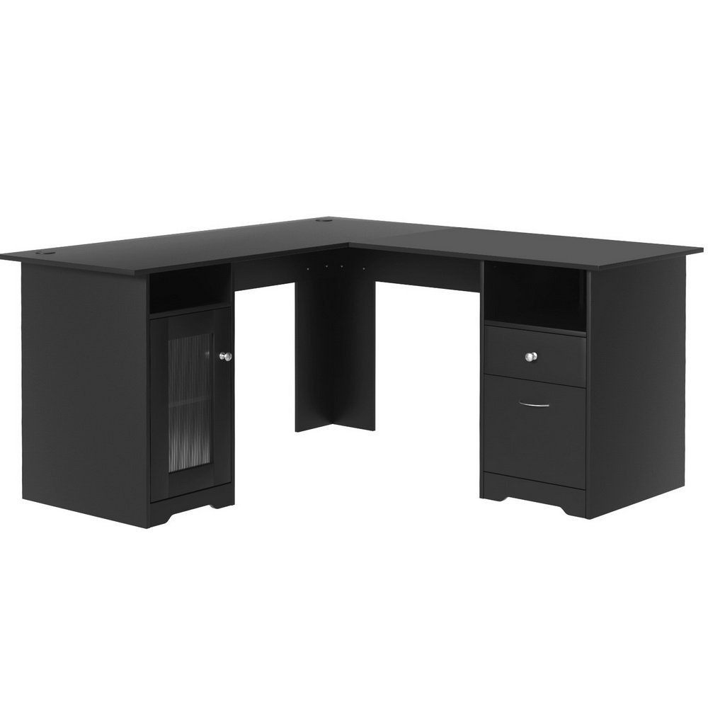 FURNI-Q-DESK-L-BK-ABC-202505131404-00.jpg Artiss Computer Desk Home Office Study Desks L-shaped Corner Table with Storage - Image 1