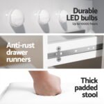 Artiss Dressing Table Set Stool 12 Led Bulbs White - Image 5