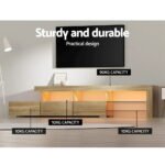 Artiss Entertainment Unit TV Cabinet LED 215cm Pine Caya - Image 8