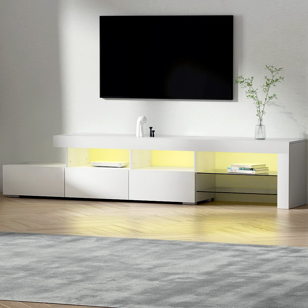 FURNI-Q-LED-TV215-WH-AB-60329-06.jpg Artiss Entertainment Unit TV Cabinet LED 215cm White Caya - Image 1