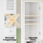 Artiss Bathroom Storage Cabinet 170cm Tall Slim Organiser Toilet Corner Adjustable Shelf Louver Door White - Image 6